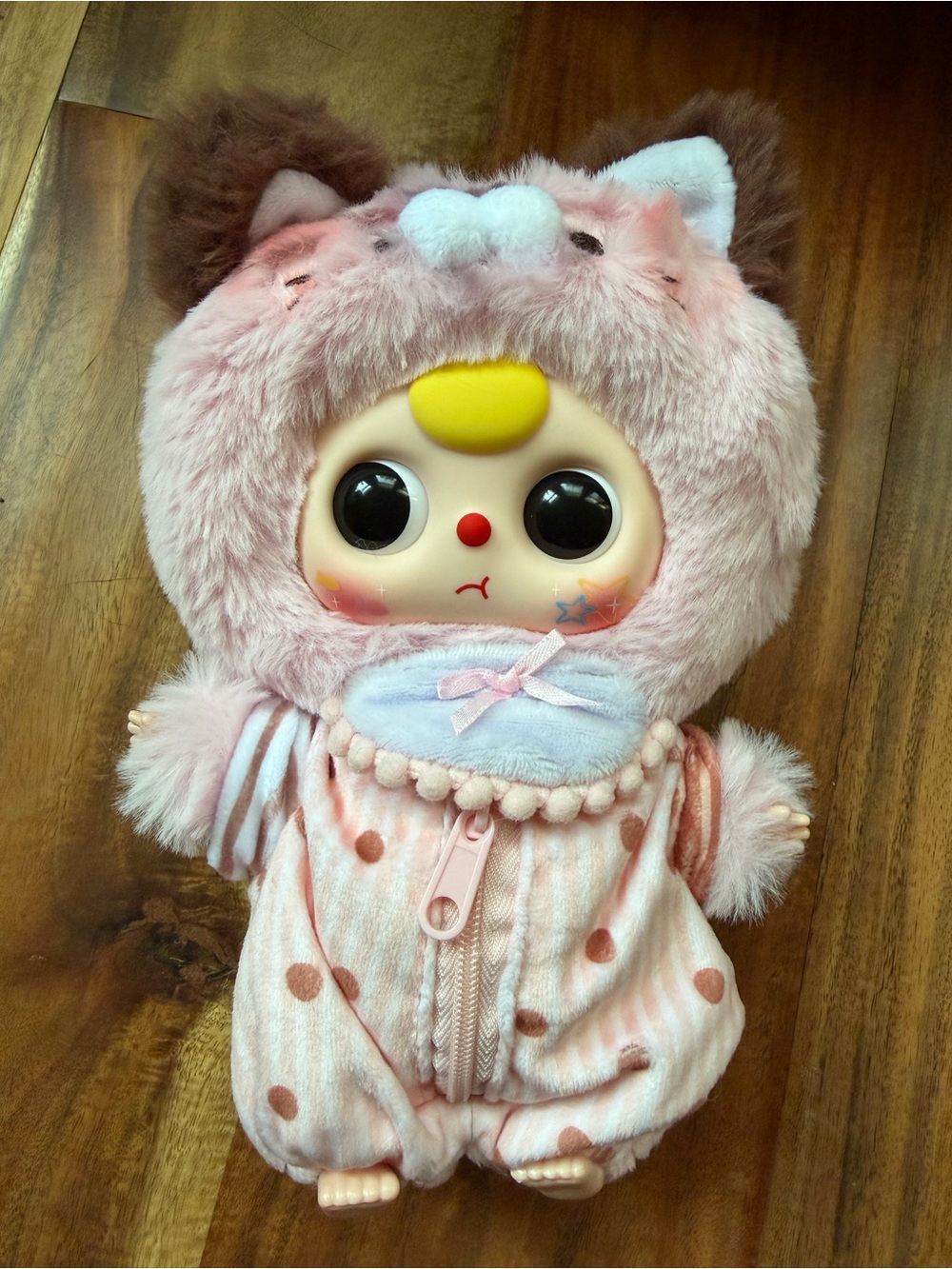 Kids One-Piece Plush Animal Hooded Romper - Pink Pendant